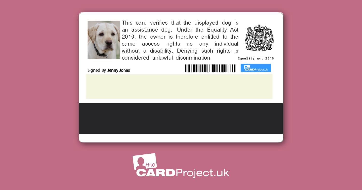 Assistance Dog Identification Card (REAR)